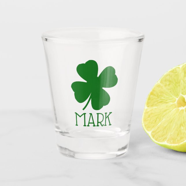 Verre A Shot Feuille de fermeture Shamrock personnalisée Vert s (Devant)