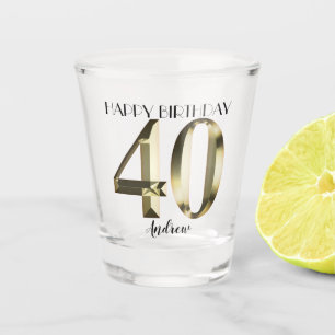 Verre A Shot Feuille d'or métallique 40e anniversaire