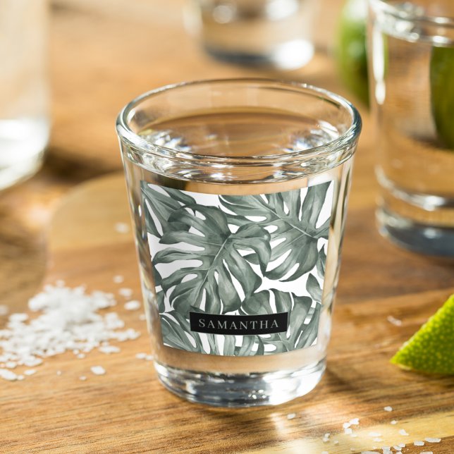 Verre A Shot Feuille Tropicale Personnalisée de Monstera (Créateur téléchargé)