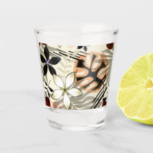 Verre A Shot feuilles de palmiers et de monastères, tropicaux