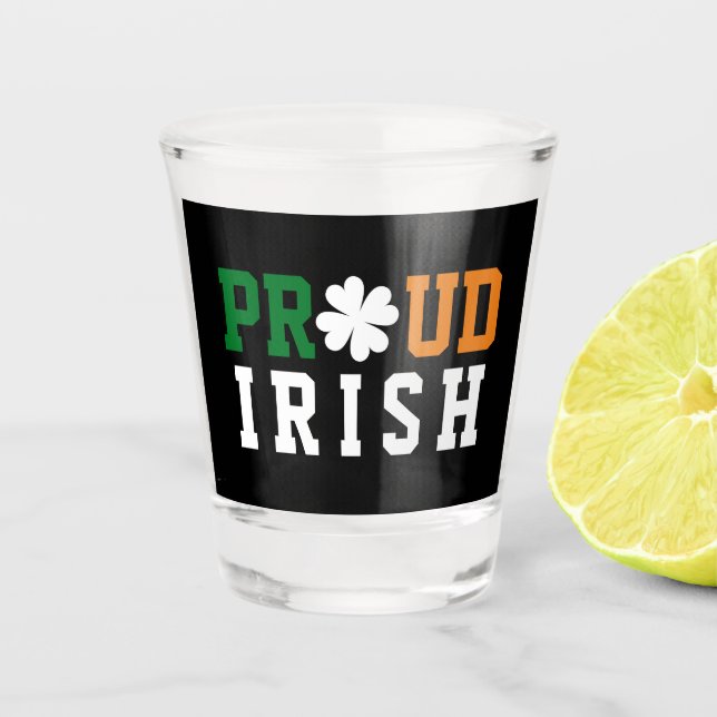 Verre A Shot Fier Shamrock irlandais Lucky Clover Citation St P (Devant)