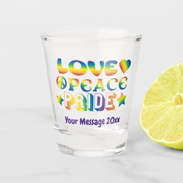 Verre A Shot Fierté de paix d'amour (Devant)