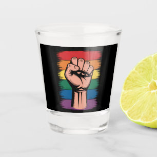 Verre A Shot Fierté de poing élevée Rainbow LGBTQ Droits de sup