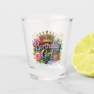 Verre A Shot Fille d'anniversaire royale colorée