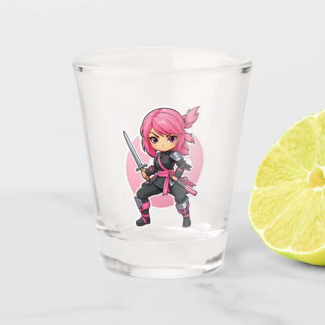 Verre A Shot Fille Ninja rose (Devant)