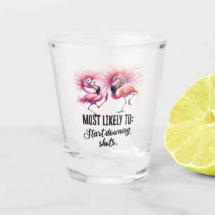 Verre A Shot Flamant rose drôle visage pour la fête
