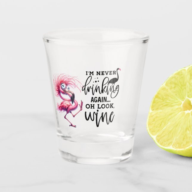 Verre A Shot Flamant rose drôle visage pour la fête (Devant)