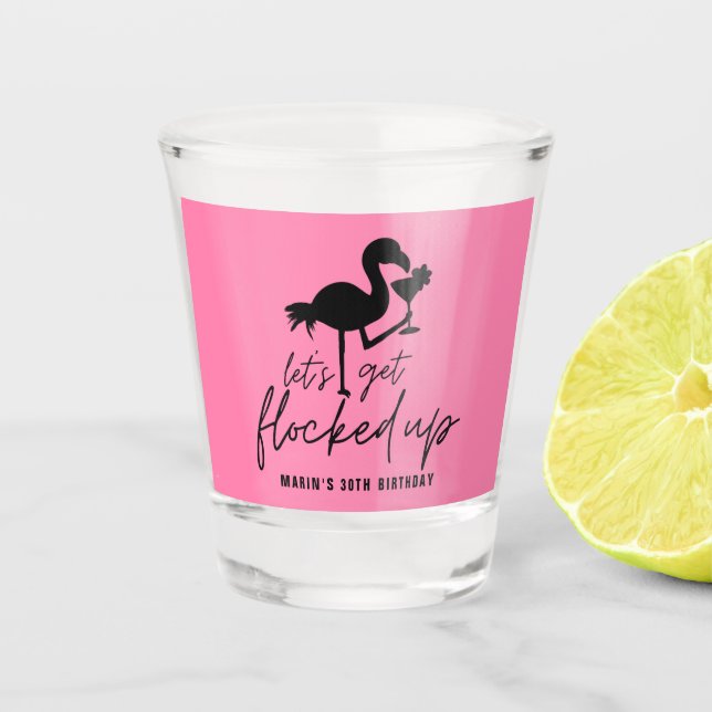 Verre A Shot Flamant rose rose Fréquenté Plage tropicale Annive (Devant)