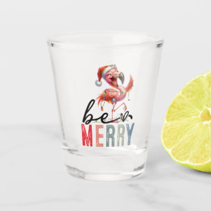 Verre A Shot Flamant rose thème Noël être joyeux Citations