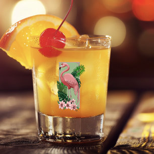 Verre A Shot Flamant Rose Tropical Feuilles de Palmier Vert Lys