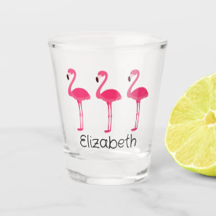 Verre A Shot Flamants roses rose tropicale personnalisés
