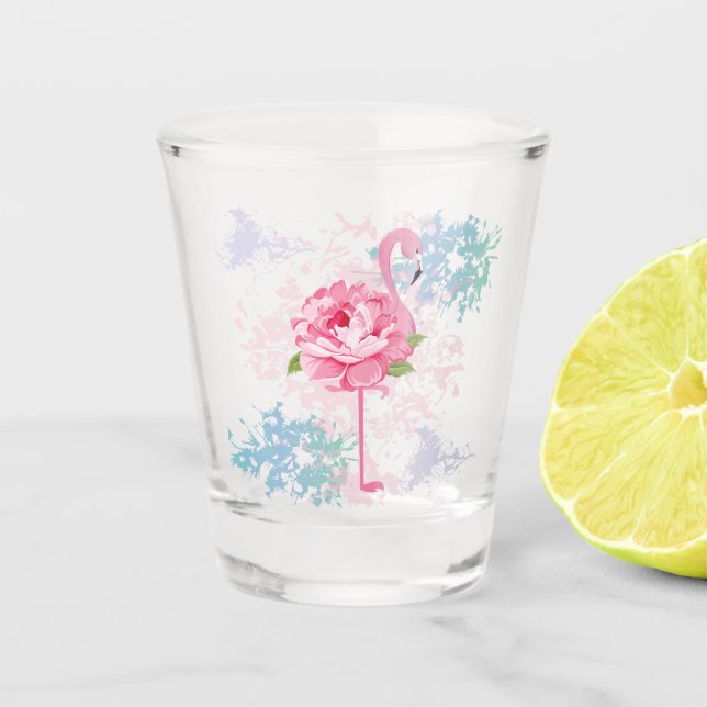 Verre A Shot Flamingo peint à la main (Devant)