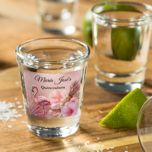 Verre A Shot Flamingo Tropical Quinceañera personnalisé