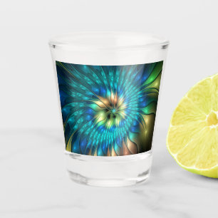 Verre A Shot Fleur de fantaisie lumineuse, fractale abstraite c