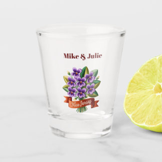 Verre A Shot Fleur de l'État du New Jersey Personnalisée