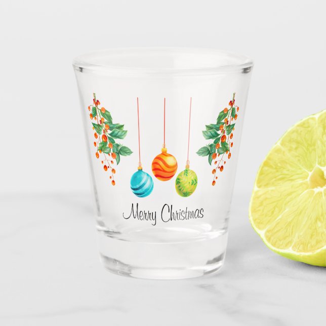 Verre A Shot Fleur Et Ornements De Noël (Devant)