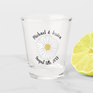 Verre A Shot Fleur Jardin Floral Jaune Blanc
