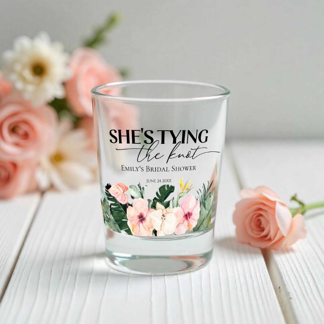 Verre A Shot Fleur tropicale Elle noue le nœud Mariage de demoi (Créateur téléchargé)