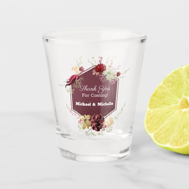 Verre A Shot Fleurs Brown rustiques Merci Mariage Favor (Devant)