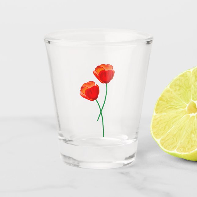 Verre A Shot Fleurs de pavot rouge (Devant)