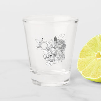 Verre A Shot Fleurs et lune 