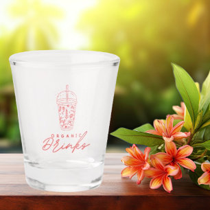 Verre A Shot Fleurs Rouges Couleur Avec Inscription Boissons Bi