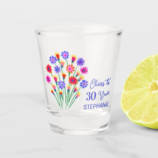 Verre A Shot Fleurs sauvages printanières Félicitations pour 30