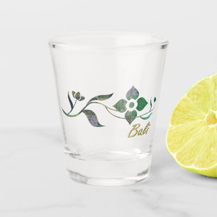 Verre A Shot Fleurs vertes de patchwork de batik