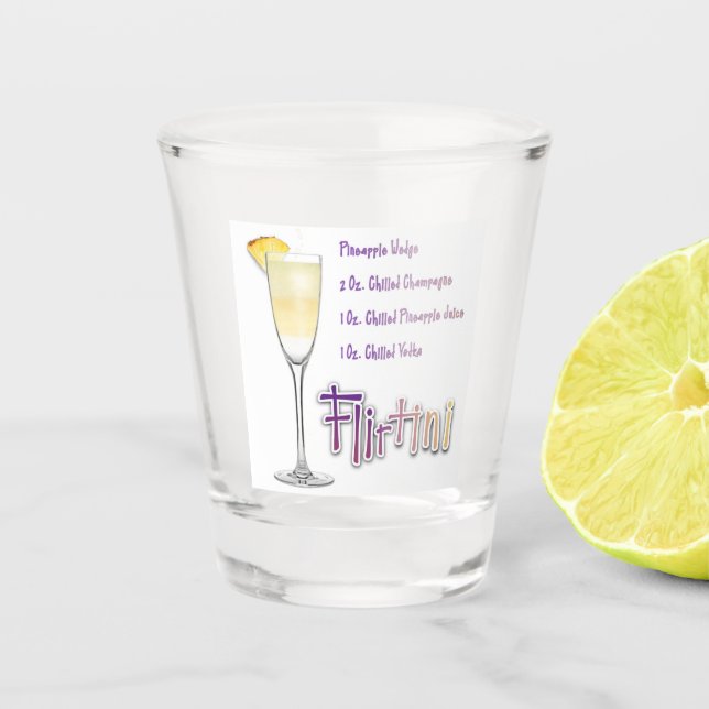 Verre A Shot Flirtini ananas Mimosa Cocktail Recette Art (Devant)