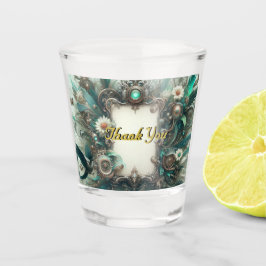 Verre A Shot Floral Steampunk Mariage vert et argent