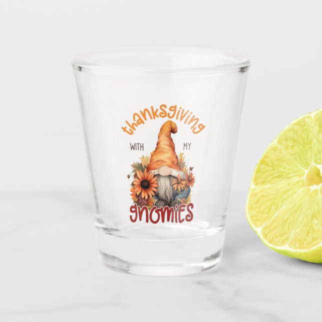 Verre A Shot Floral Thanksgiving avec mes Gnomies (Devant)