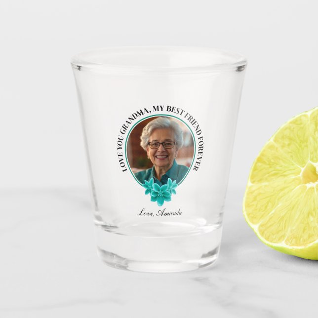 Verre A Shot Flore Turquoise cadre grand-enfant à grand-mère Ph (Devant)