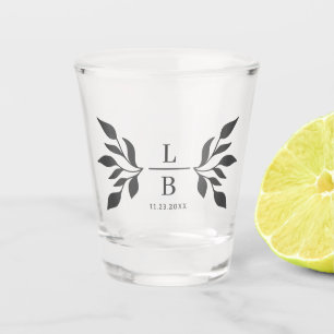 Verre A Shot Foliage moderne Couple Monogramme Mariage Faveur