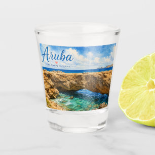 Verre A Shot Formation rocheuse du pont naturel d'Aruba Caraïbe
