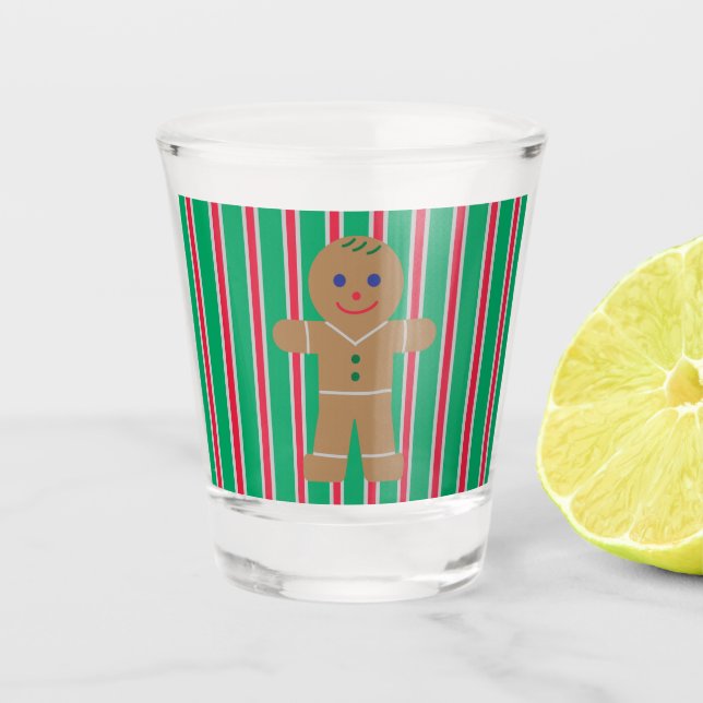 Verre A Shot Fun and Fancy Christmas Gingbread Homme (Devant)