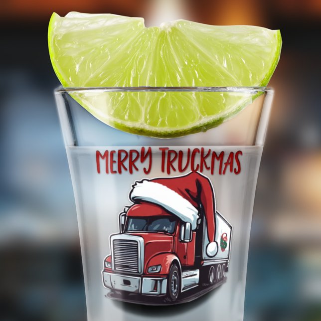 Verre A Shot Funky Noël Semi Transport Camion Truckmas (Merry Truckmas! A transport themed stocking stuffer.)