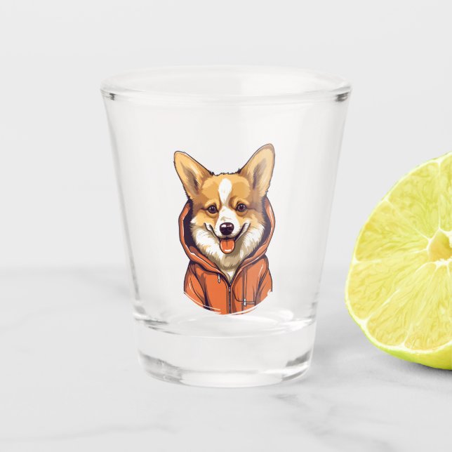 Verre A Shot Funny Corgi portant le Sweat - shirt à capuche (Devant)