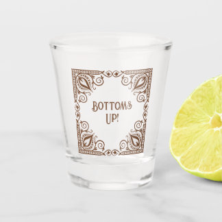Verre A Shot Funny Drinking Themed Bottoms Up! Lotus Art Border