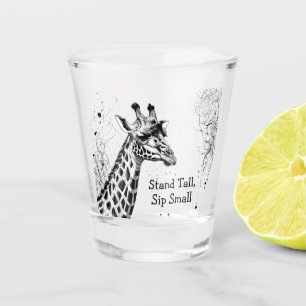 Verre A Shot Funny Giraffe Noir Blanc Encre Personnalisée