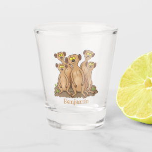 Verre A Shot Funny meerkat family cartoon illustration
