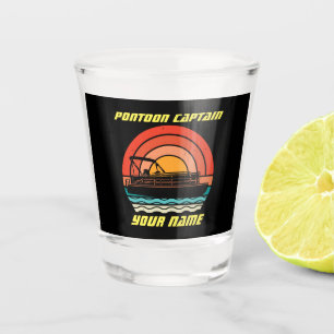 Verre A Shot Funny Pontoon Capitaine Bateau d'été Vintage