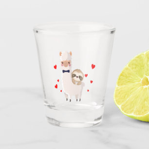 Verre A Shot Funny Sloth Riding Llama Shirt drôle Coeurs d'Alp