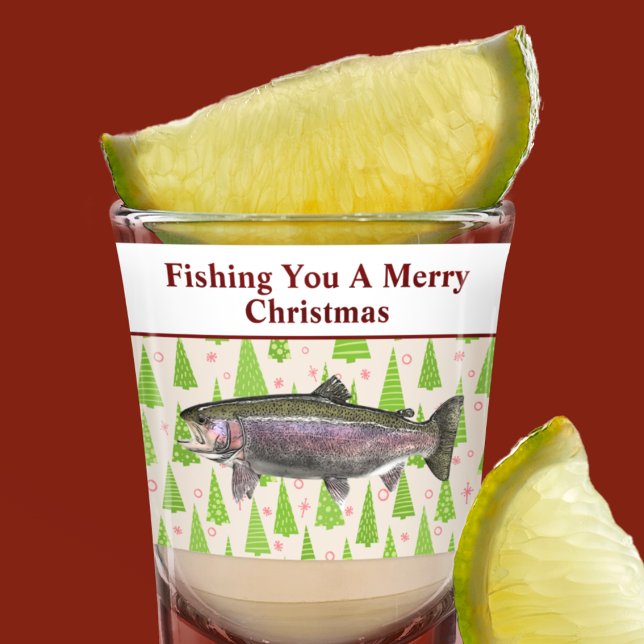 Verre A Shot Funny Truite Pêche Pun Noël Festif Personnalisé (Rainbow Trout Funny Christmas Holiday Pun Shot glass)
