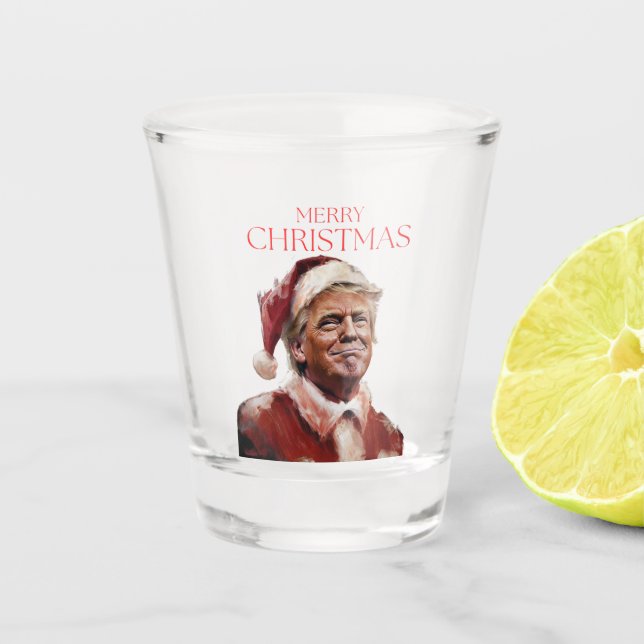 Verre A Shot Funny Trump Santa Claus Carte de Noël (Devant)