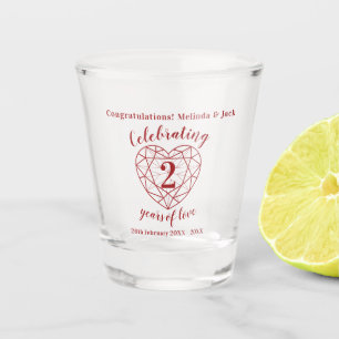 Verre A Shot Garnet 2e anniversaire Mariage aperçu coeur