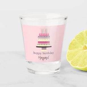 Verre A Shot Gâteau d'anniversaire rose pastel rétro fantaisist