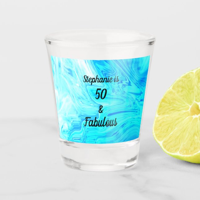 Verre A Shot Geode Agate Motif bleu 50 Et Fabuleux Anniversaire (Devant)