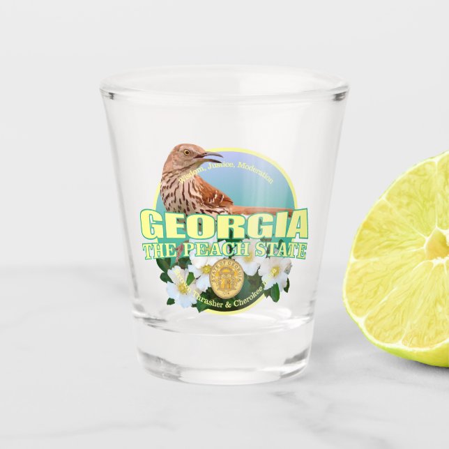 Verre A Shot Georgia State Bird & Flower (Devant)
