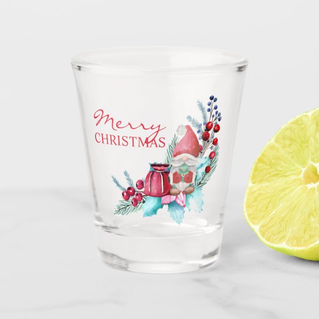 Verre A Shot Gnome Avec Sac Cadeau De Noël (Devant)