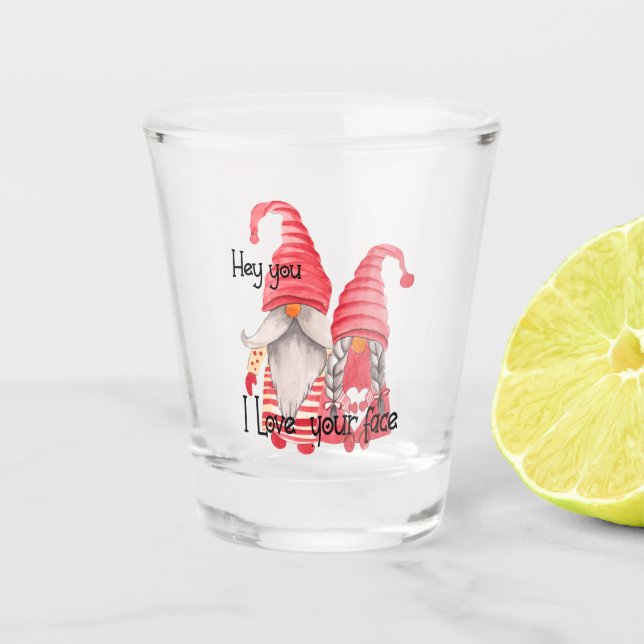 Verre A Shot Gnomes Drôle, J'Aime Ton Visage (Devant)
